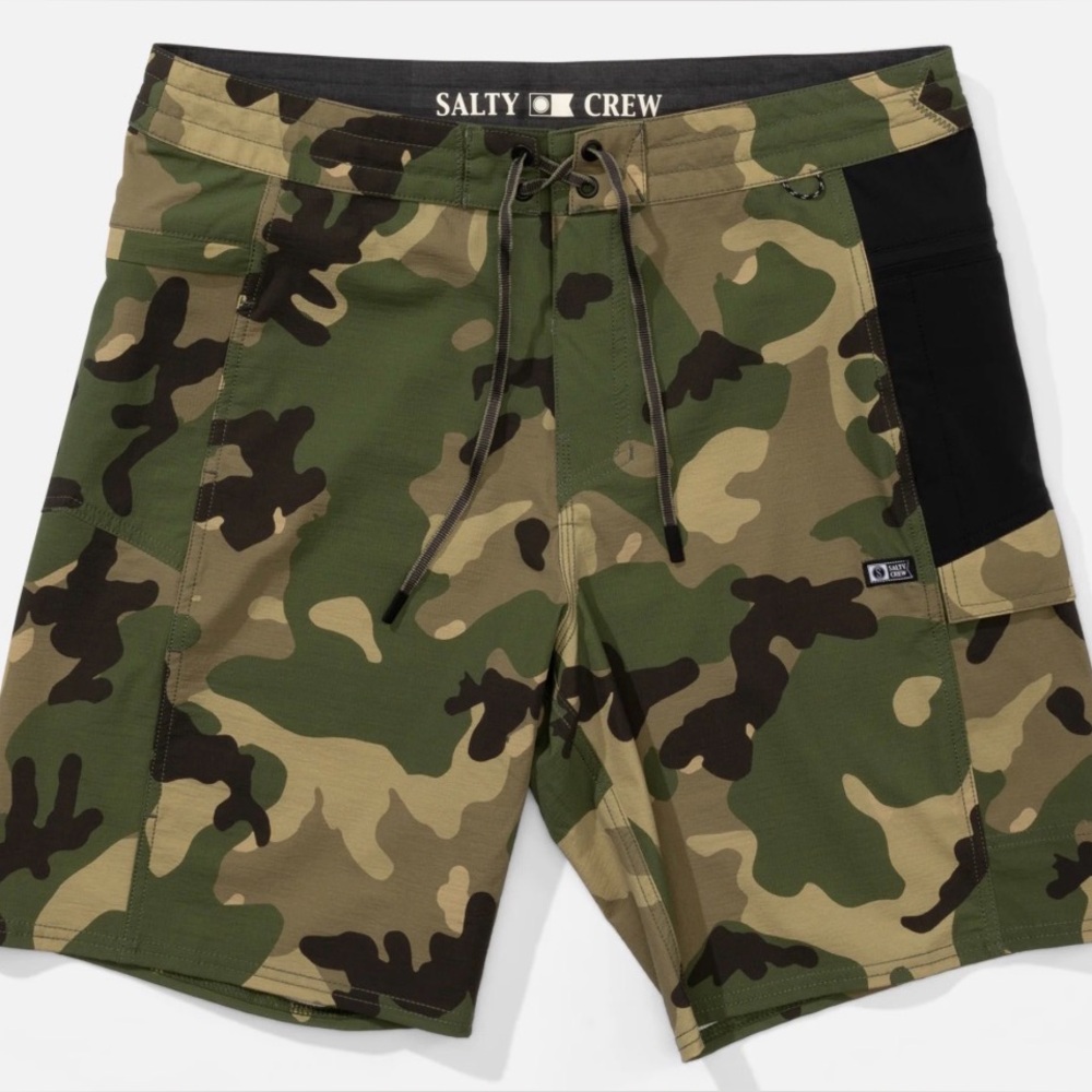 Salty Crew Olive & Tan Camo Shorts